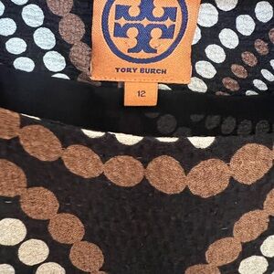 Tory Burch Black and Brown Polka Dot Silk Dress with Belt